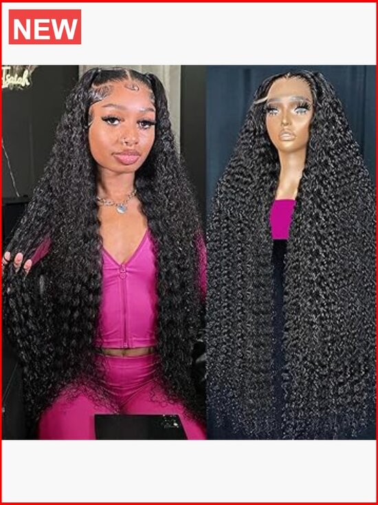 30 Inch Deep Wave Lace Front Wig Human Hair 13x6 HD Transparent 200% Density main image 5
